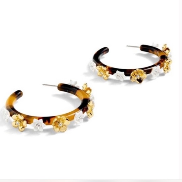 J. Crew Jewelry - NWT J.CREW TORTOISE FLOWER LARGE HOOP STATEMENT EARRINGS J CREW